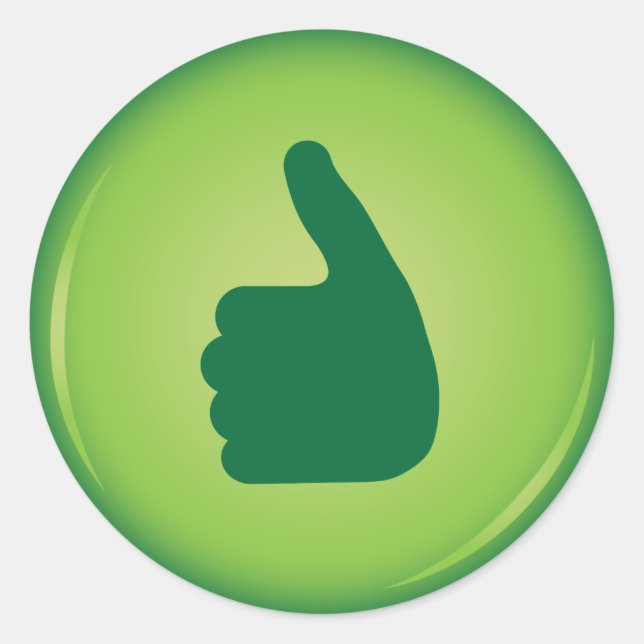 Thumbs up green approval classic round sticker (Front)