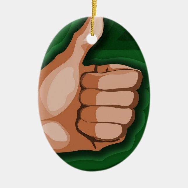 Thumbs up Hand Funny Photo Custom Graphic Design Ceramic Ornament (Front)