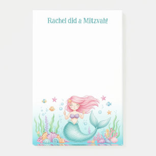Thumbs up Mermaid Personalized Mitzvah Post-it Notes