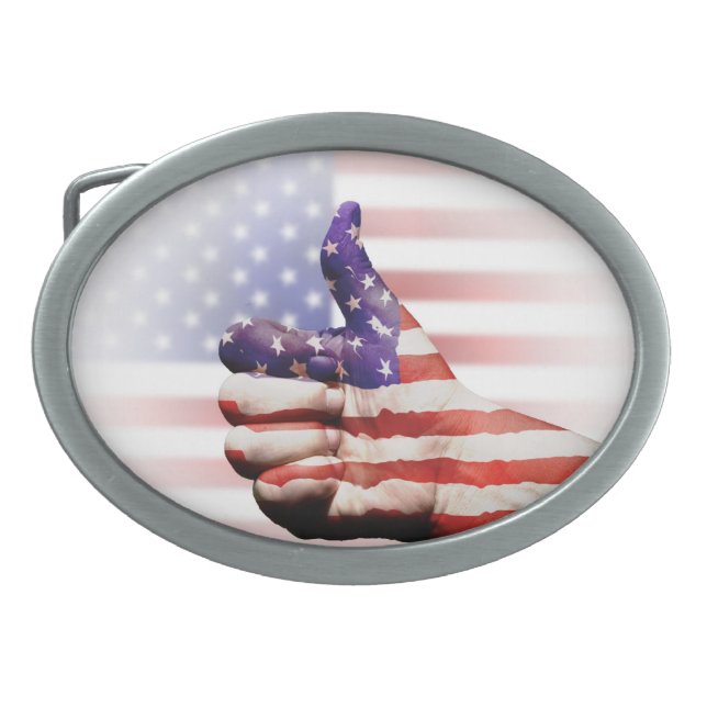 Thumbs up! oval belt buckle (Front)
