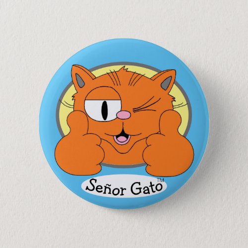 Thumbs Up Seor Gato Winking Cartoon Cat Button