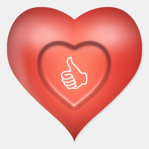 Thumbs Up Sign Red Heart Sticker
