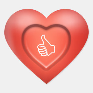 Thumbs Up Sign Red Heart Sticker