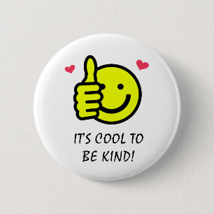Thumbs Up Smile Face Cool To Be Kind  Button