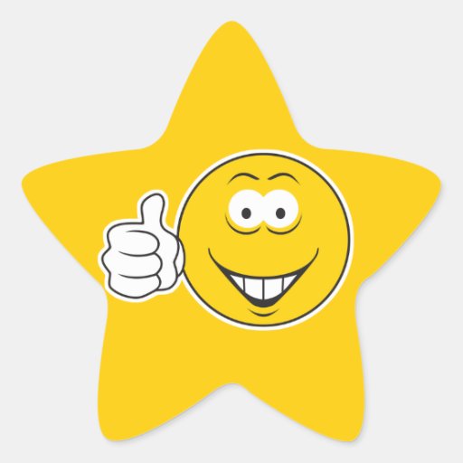 Thumbs Up Smiley Face Star Sticker | Zazzle