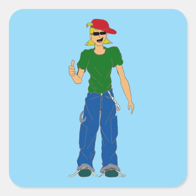 thumbs up square sticker (Front)