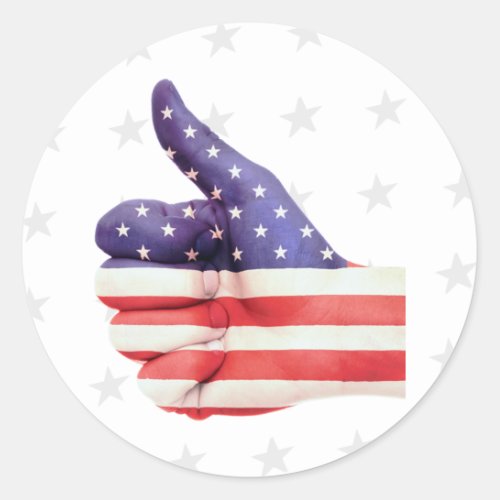 Thumbs Up USA Classic Round Sticker