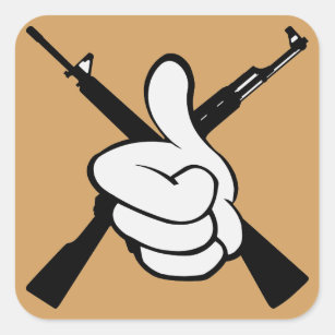 Thumbs Up W Crossed Rifles Square Sticker