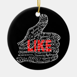 Thumbs up with LIKE text design Ceramic Ornament