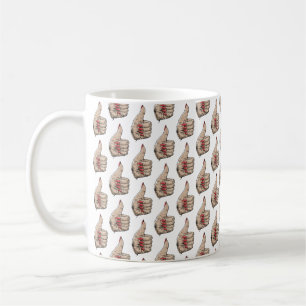 thumbs up with long red fingernails coffee mug