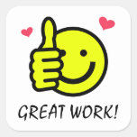 Thumbs Up Yellow Happy Smile Face Square Sticker