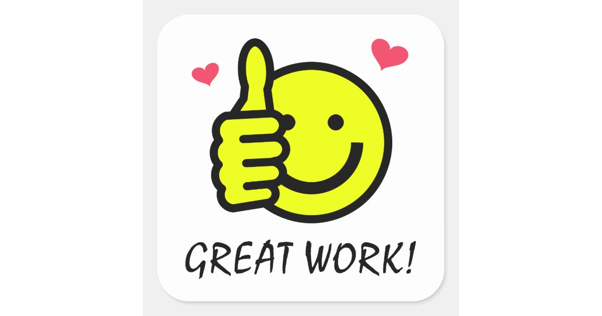 Thumbs Up Yellow Happy Smile Face Square Sticker | Zazzle
