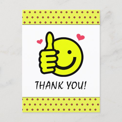 Thumbs Up Yellow Happy Smile Face Thank You Postcard