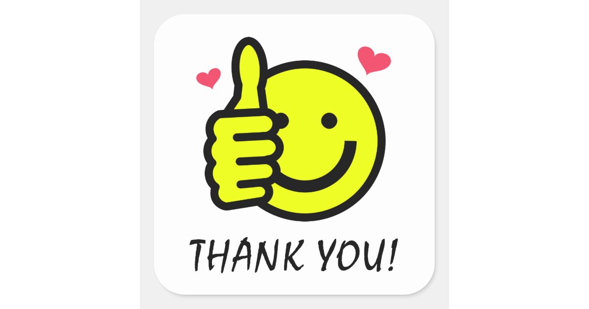 Thumbs Up Yellow Happy Smile Face Thank You Square Sticker