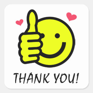 Thumbs Up Yellow Happy Smile Face Thank You Square Sticker