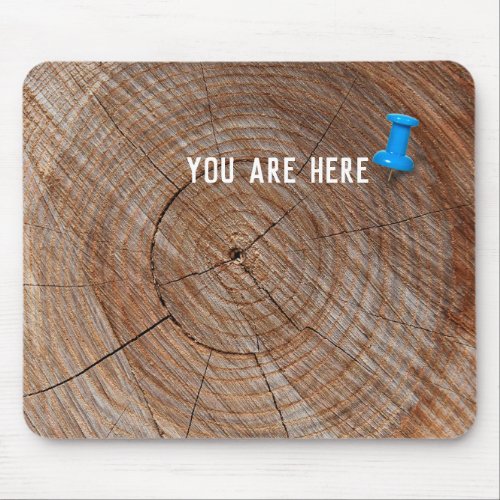 thumbtack on tree with rings mouse pad
