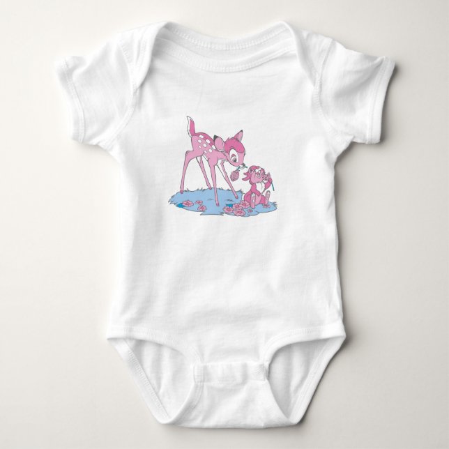 Thumper and Bambi Eating Fruit Baby Bodysuit (Front)