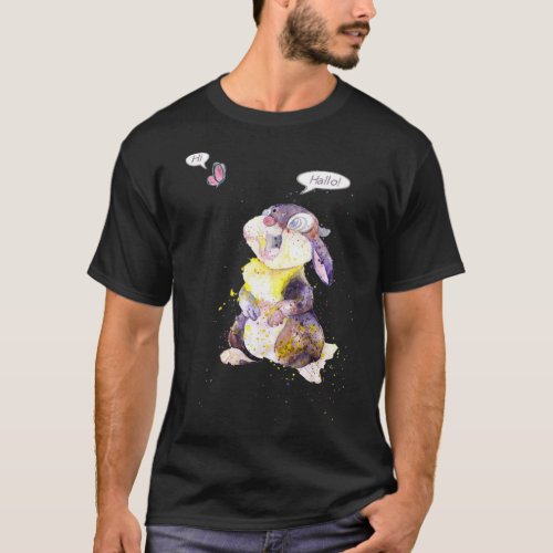 Thumper Bunny And Butterfly Watercolor Art T_Shirt