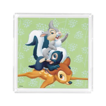Thumper  Flower  & Bambi Stacked During Play Acrylic Tray by bambi at Zazzle