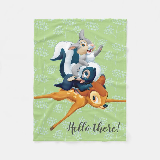 Thumper, Flower, & Bambi Stacked During Play Fleece Blanket (Front)