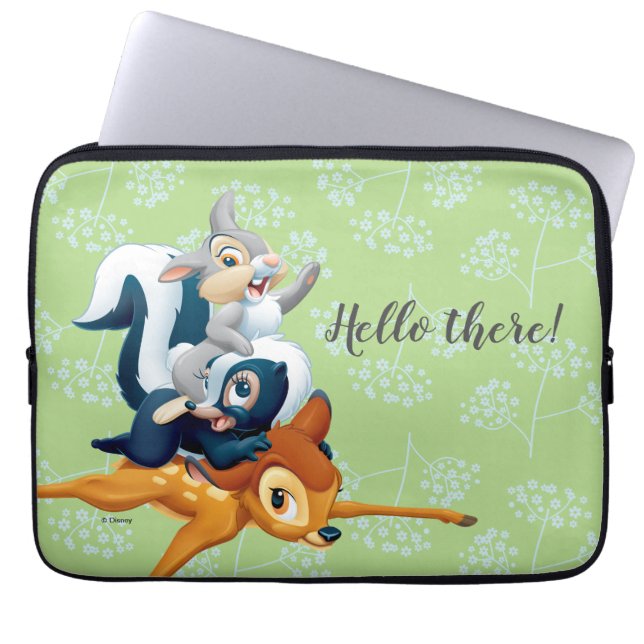 Thumper, Flower, & Bambi Stacked During Play Laptop Sleeve (Front)