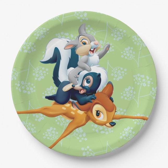 Thumper, Flower, & Bambi Stacked During Play Paper Plates (Front)