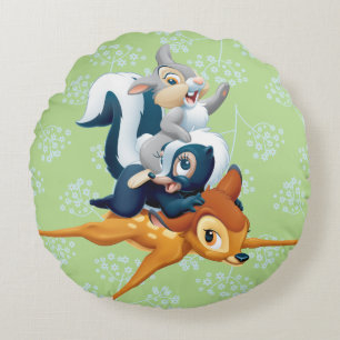 Thumper, Flower, & Bambi Stacked During Play Round Pillow