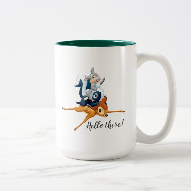Thumper, Flower, & Bambi Stacked During Play Two-Tone Coffee Mug (Right)