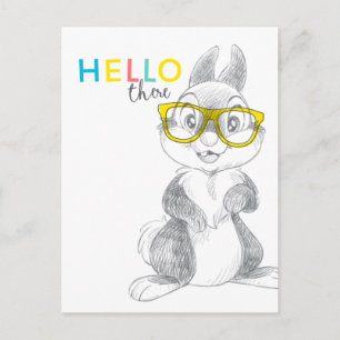 Thumper With Glasses - Hello There Postcard