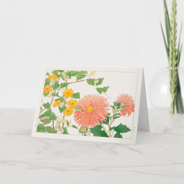 Thunbergia, China aster by Tanigami Konan Card (Front)