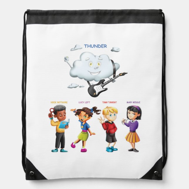 Thunder and Friends Drawstring Backpack (Front)