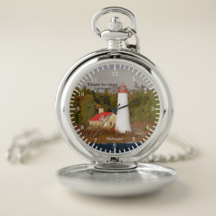 Thunder Bay Island Lighthouse Pocket Watch