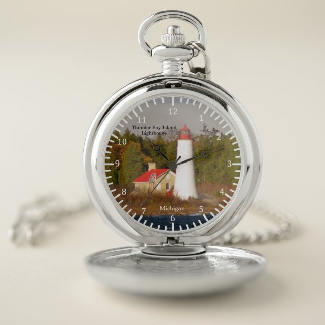 Thunder Bay Island Lighthouse Pocket Watch (Inside)