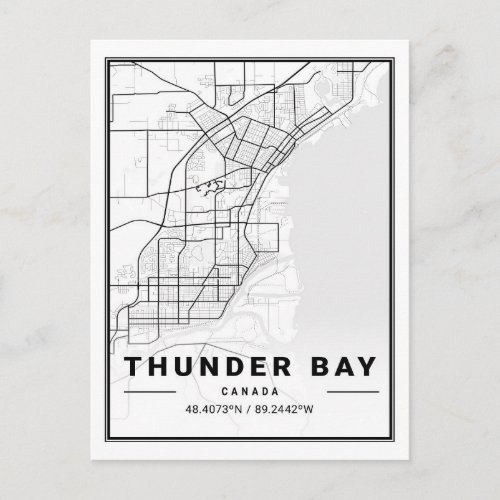 Thunder Bay Ontario Canada  Travel City Map Poster Postcard