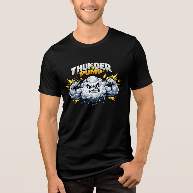 Thunder Pump Storm Mascot – Angry Cloud Gym Power Tri-Blend Shirt (Front)