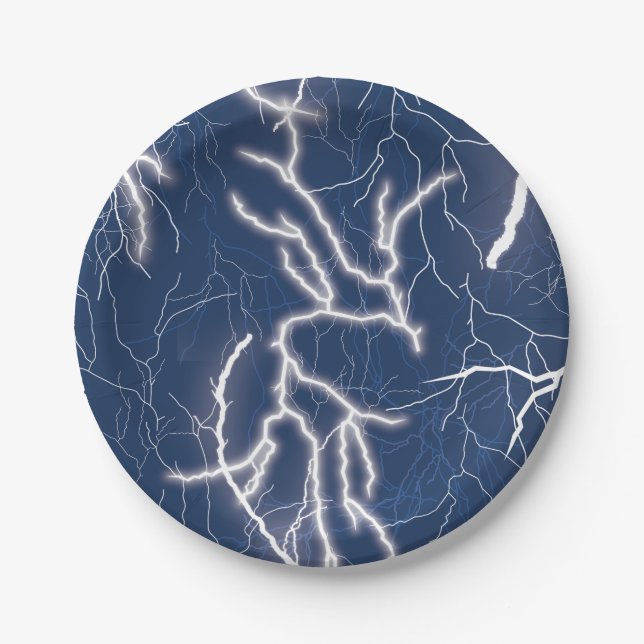 Thunder Strike Thunder Storm Weather Paper Plates (Front)