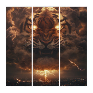 Thunder Tiger Rising from the Storm Triptych