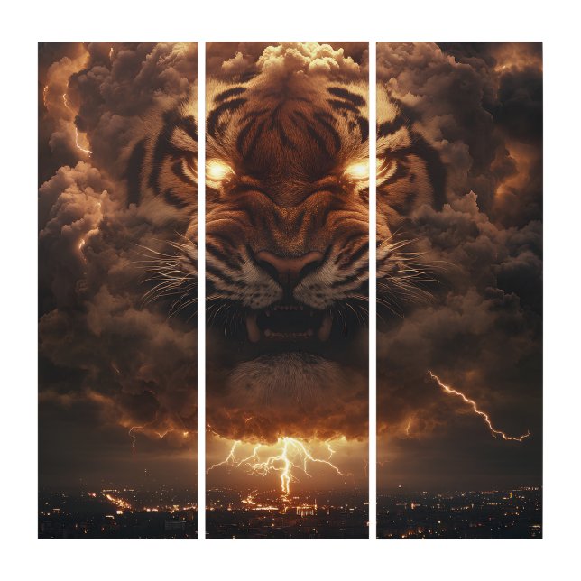 Thunder Tiger Rising from the Storm Triptych (Front)