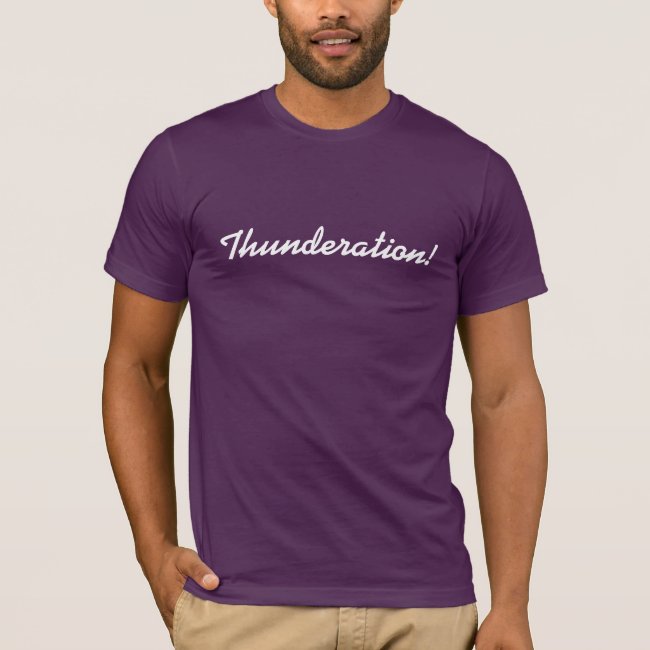 Thunderation! cursive white text on purple