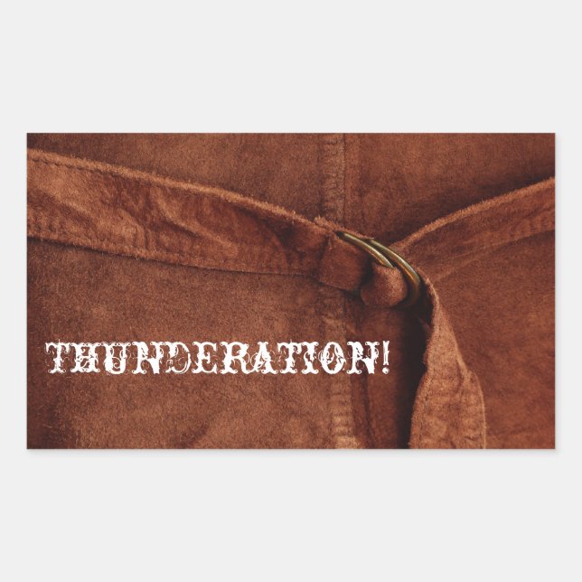 THUNDERATION! old-timey white font on Suede Photo Rectangular Sticker (Front)