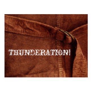 THUNDERATION! old-timey white text on Suede Photo Postcard