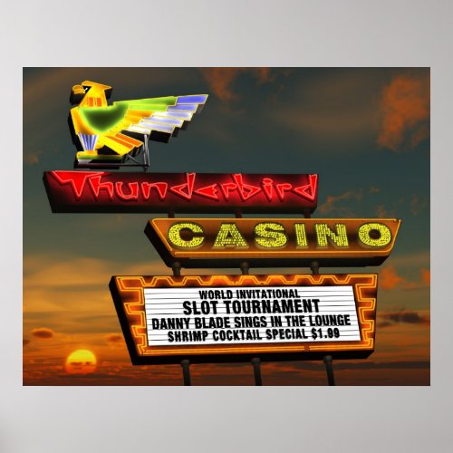 Thunderbird Casino Sign Las Vegas Retro Poster