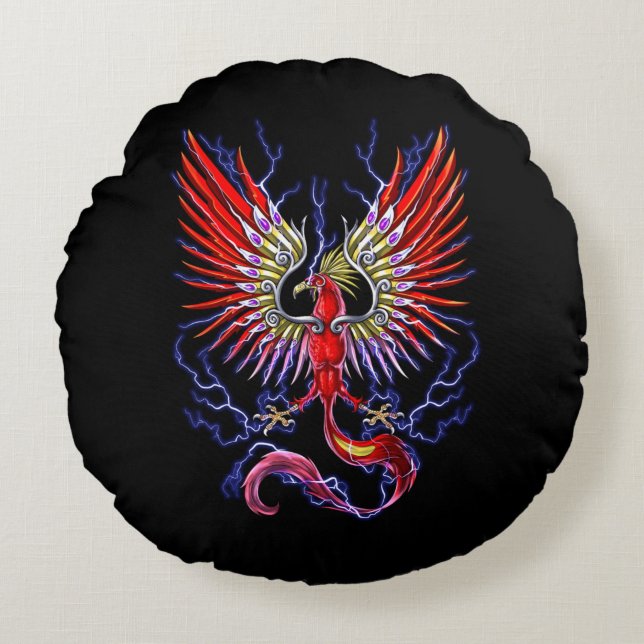 Thunderbird Cryptid Creature Round Pillow (Front)