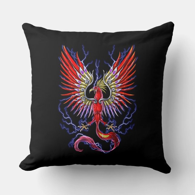 Thunderbird Cryptid Creature Throw Pillow (Front)