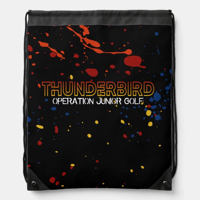 Thunderbird Golf Drawstring Bag – Black Splatter E (Front)