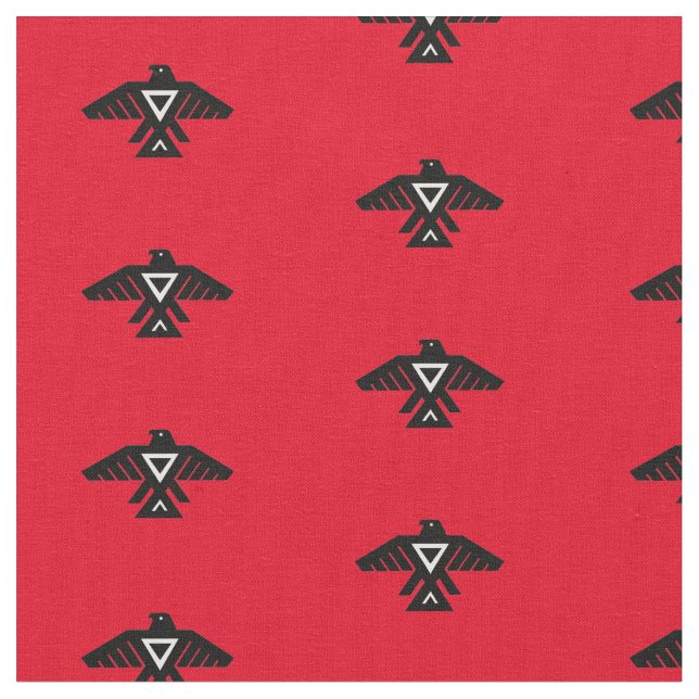 Thunderbird Pattern Red Fabric (Close Up)
