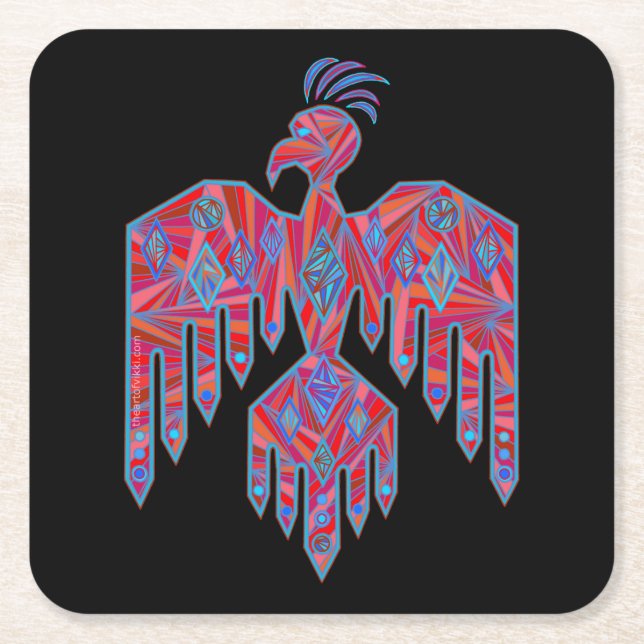 Thunderbird Southwest Art Native American Symbol Square Paper Coaster (Front)