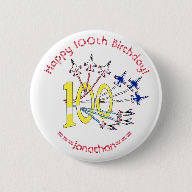 Thunderbirds 100th Birthday Badge Button (Front)