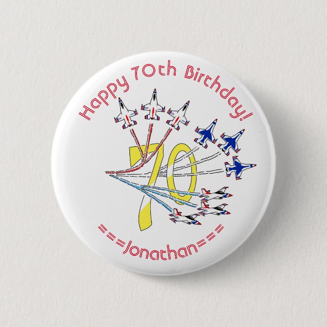 Thunderbirds 70th Birthday Badge Button (Front)