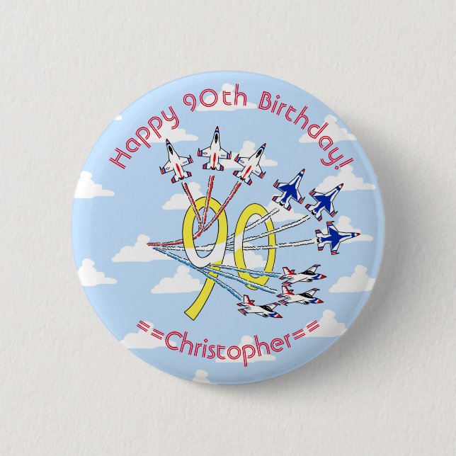 Thunderbirds 90th Birthday Badge (Blue Sky) Button (Front)